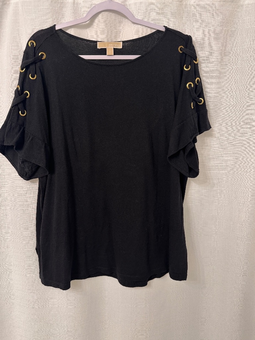 Michael Kors Black Lace-Up Flutter Sleeve Top 1X